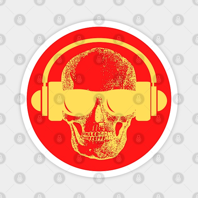 Skull And Phones, Yellow Magnet by Cup Of Joe, Inc.